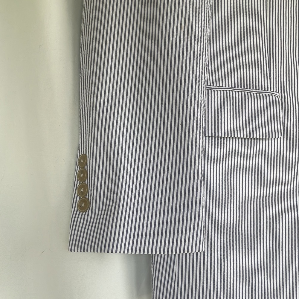 Men’s JoS. A. Bank 1905 NWT Gray/Blue & White Pinstripe Suit Coat Size 36R/30W - Picture 4 of 10